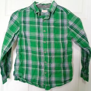 Cat & Jack Green Plaid Button Down Shirt